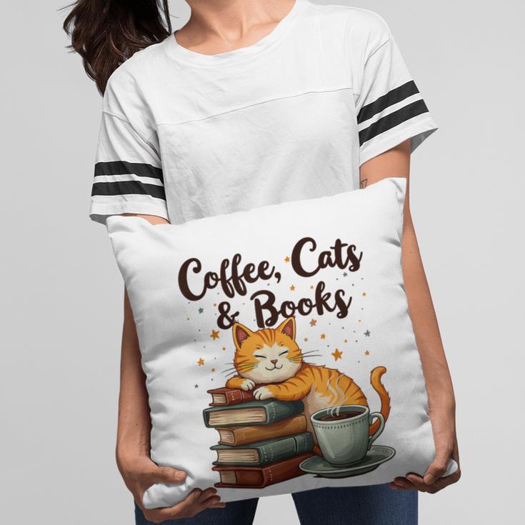 Coffee Cats And Books Lover For Women & Girls Coffee Pillowcase