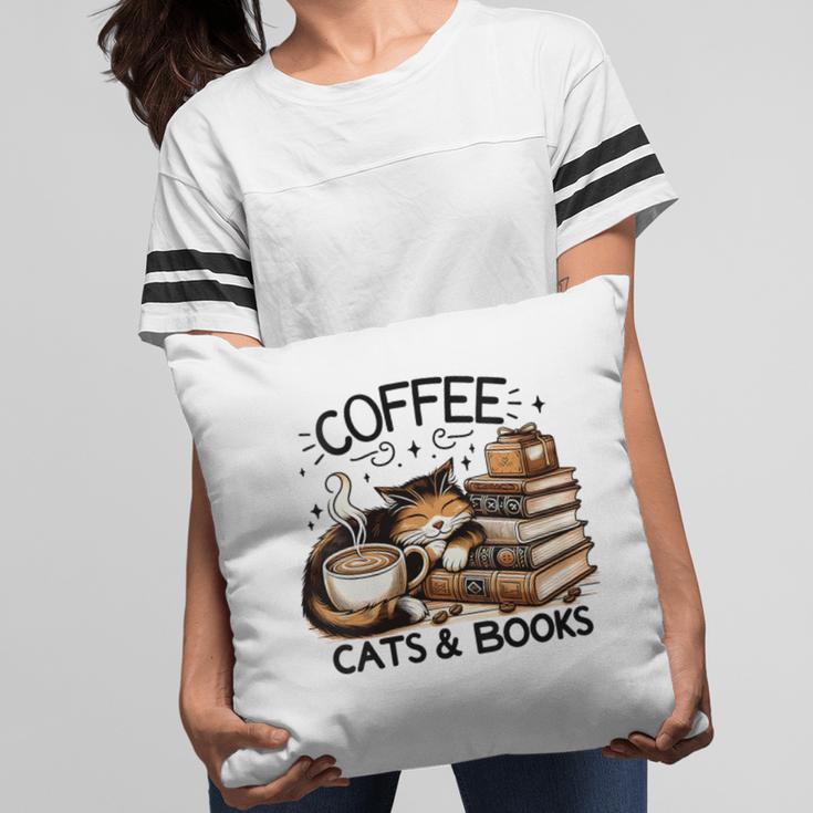 Cute Coffee Cats Books Lover Idea Women Men Kids Pillowcase