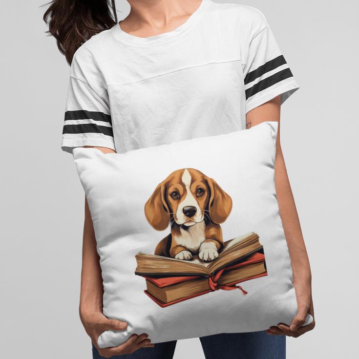 Cute Dog Beagle Reading Book Pillowcase