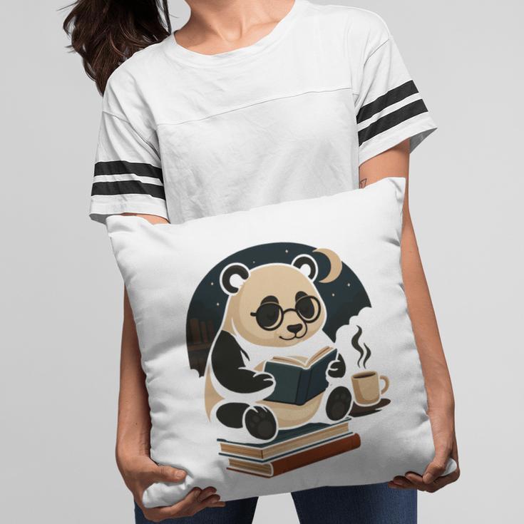 Cute Panda Reading Book Under Moon Bookworm Coffee Lover Pillowcase