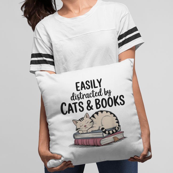 Easily Distracted By Cats And Books Cute Book Lover Pillowcase