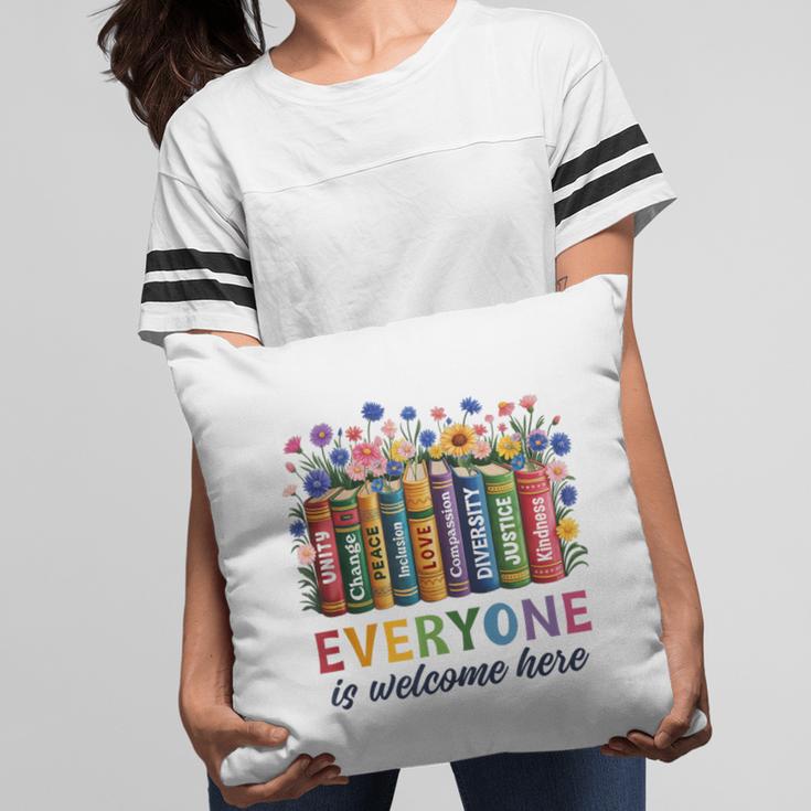 Everyone Is Welcome Here Floral Book LGBT Pride Equality Pillowcase