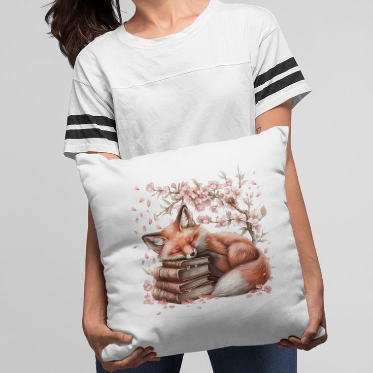 Fox And Book Lover Graphic For Women And Spring Pink Flower Pillowcase Fox And Book Lover Graphic For Women And Spring Pink Flower Pillowcase