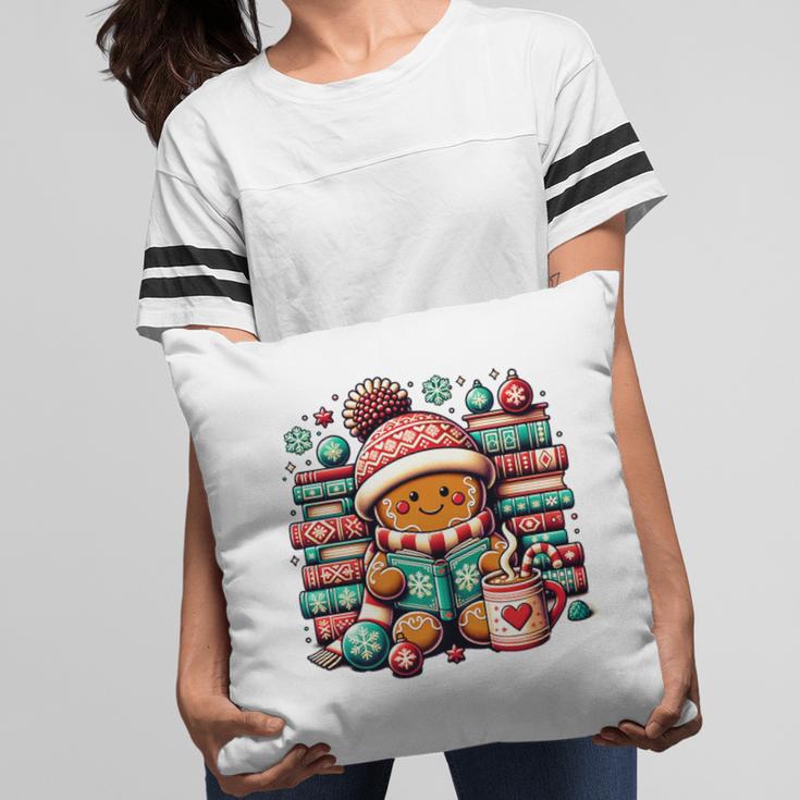Gingerbread Reading Book Lovers Christmas Bookworm Librarian Premium Pillowcase