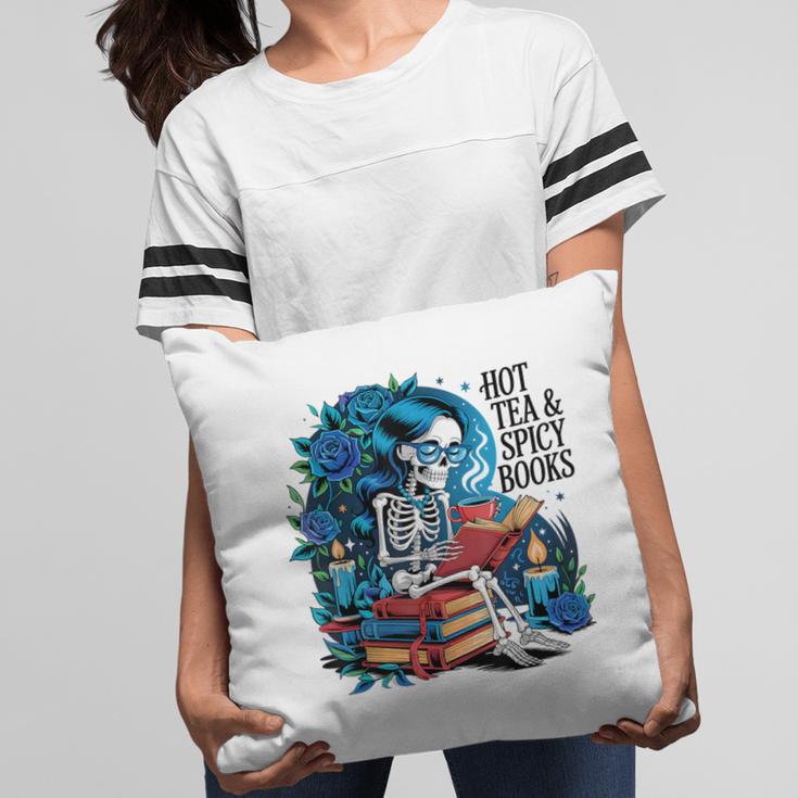 Hot Tea & Spicy Books Skeleton Reader Pillowcase