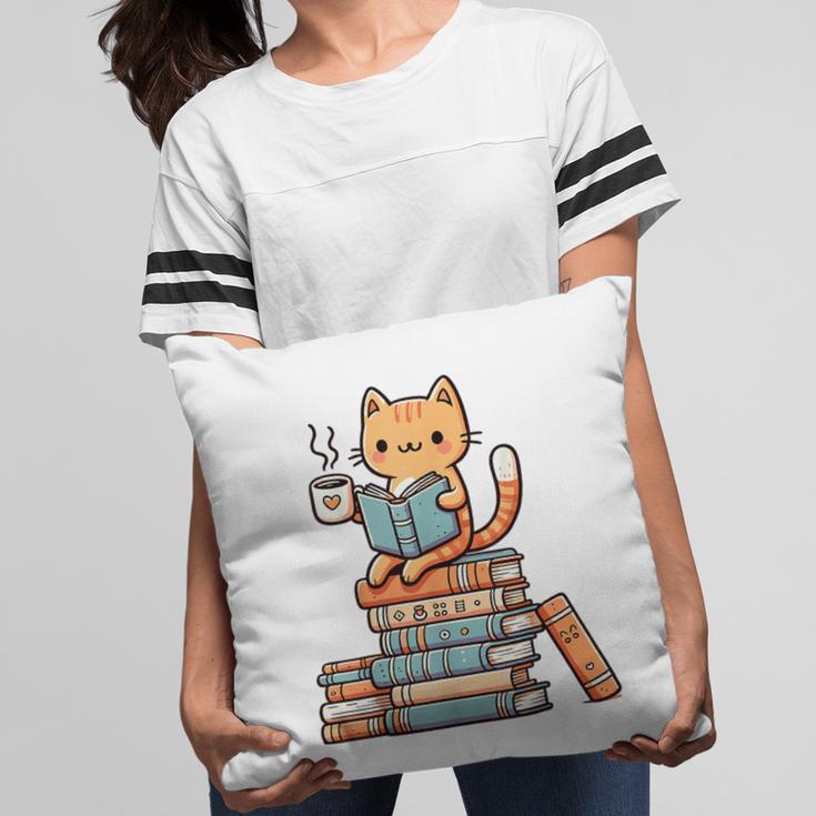 Kawaii Cat Coffee Books Teacher Men Women Girls Kids Pillowcase