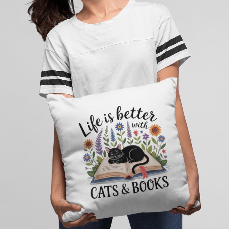 Life Is Better With Cats And Books Pillowcase