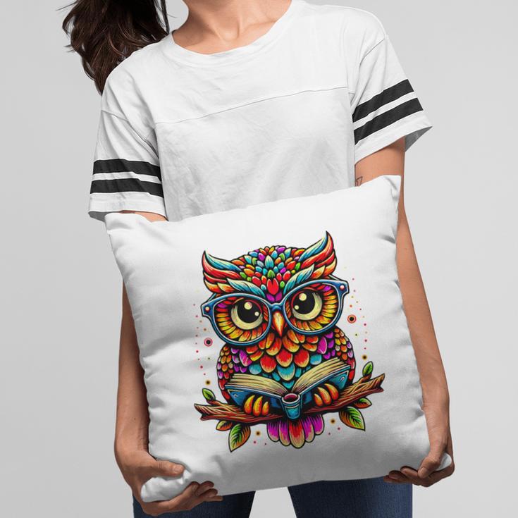 Owl With Glasses And Book Reading Pillowcase