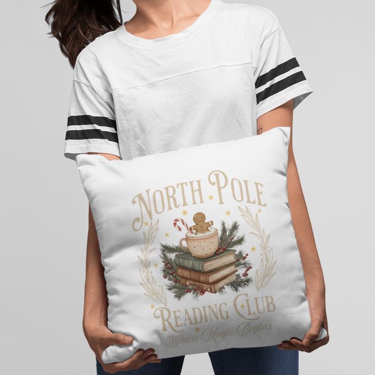 Retro North Pole Reading Club Hot Cocoa Book Lovers Xmas Pillowcase