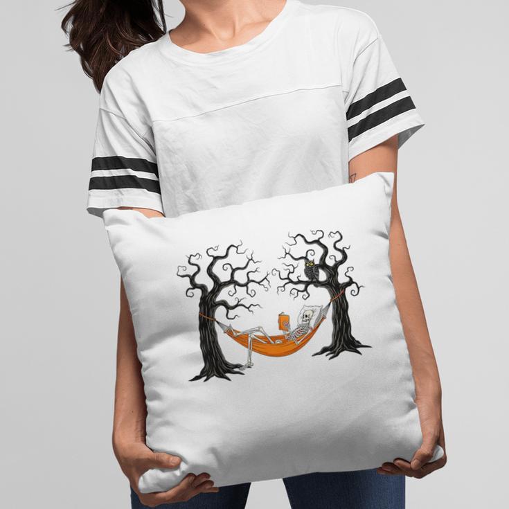 Skeleton Reading Book In Hammock Halloween Reader Pillowcase