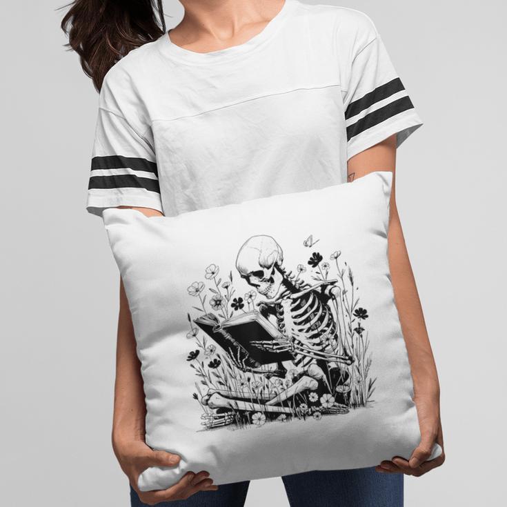 Skeleton Skull Halloween Book Reading Books Lover Teacher Pillowcase Skeleton Skull Halloween Book Reading Books Lover Teacher Pillowcase