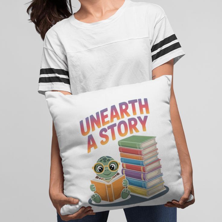 Unearth A Story Cute Turtle Reading Books Librarian Pillowcase