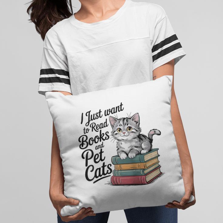 Vintage I Just Want To Read Books And Pet Cats Cat Raglan Baseball Tee Pillowcase