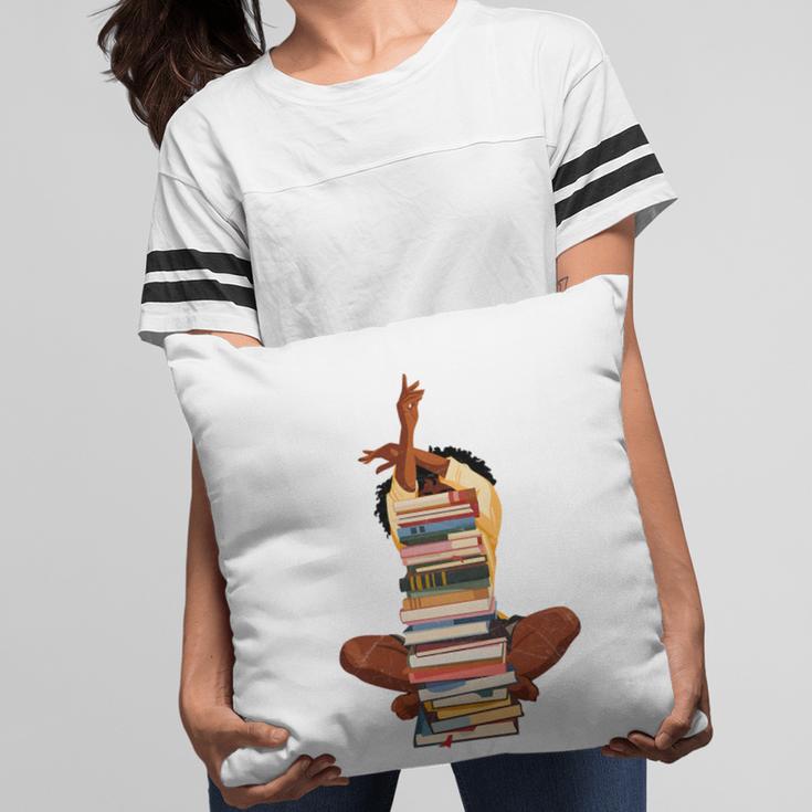 Woman And Books Stack Afro Girl Book Lover Pillowcase