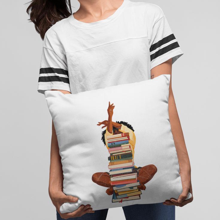 Woman And Books Stack Afro Girl Book Lover Premium Tri-Blend Pillowcase