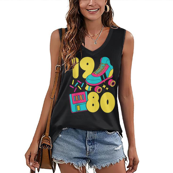 1980 Retro Raised In The 80s Old School Nostalgia Vibes Women's V-Neck Tank Top
