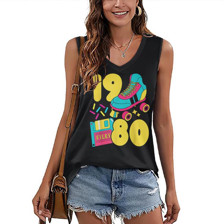 1980 Retro Raised In The 80s Old School Nostalgia Vibes Women's V-Neck Tank Top