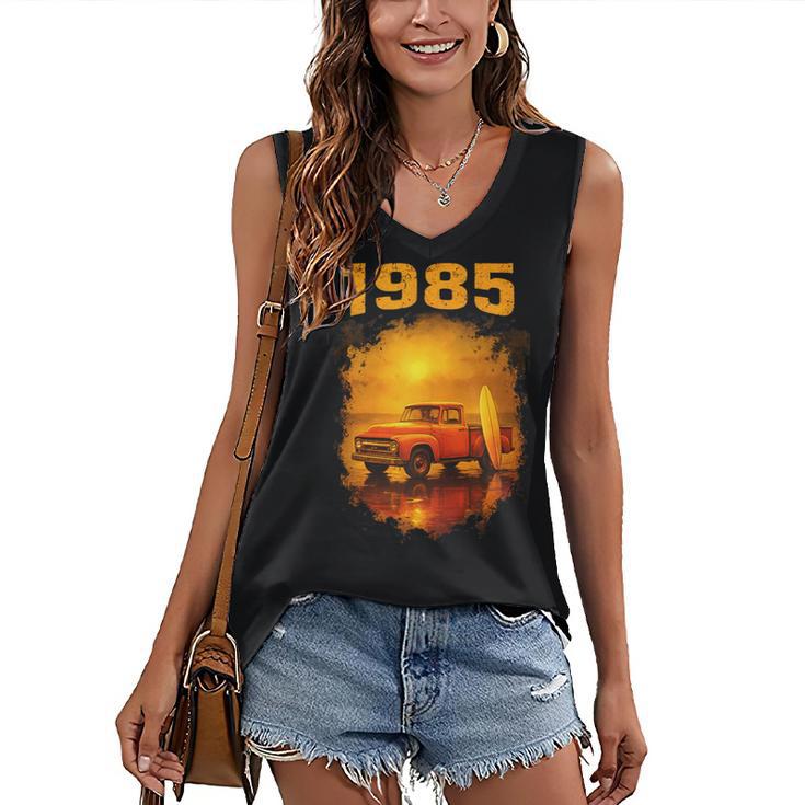 1985 Vintage Sunset Surf Truck Retro Beach Nostalgia Women's V-Neck Tank Top