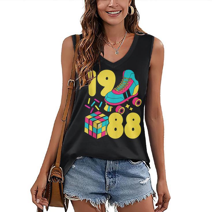 1988 Retro Raised In The 80s Old School Nostalgia Vibes Women's V-Neck Tank Top