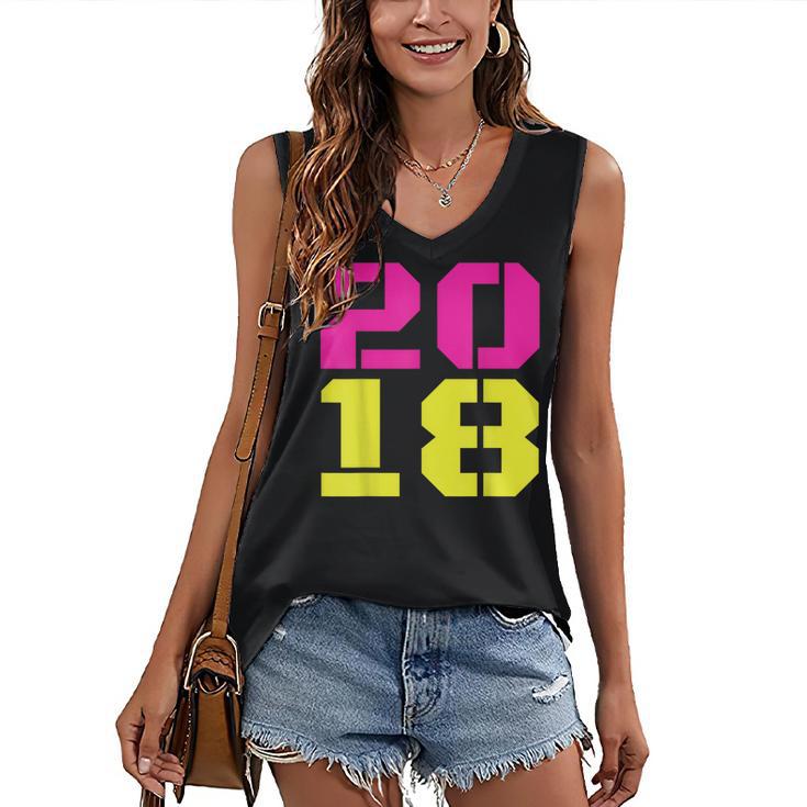 2018 Big Neon Numbers For The New Year Or Graduation Women's V-Neck Tank Top