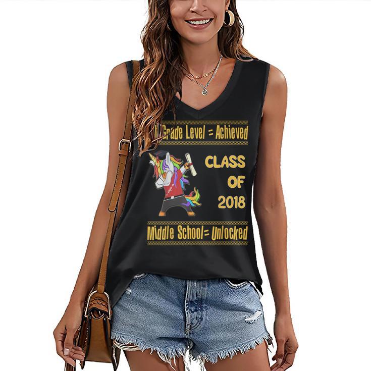 5th Grade Graduation Shirt Dabbing Unicorn Boys Class 2018 Women's V-Neck Tank Top