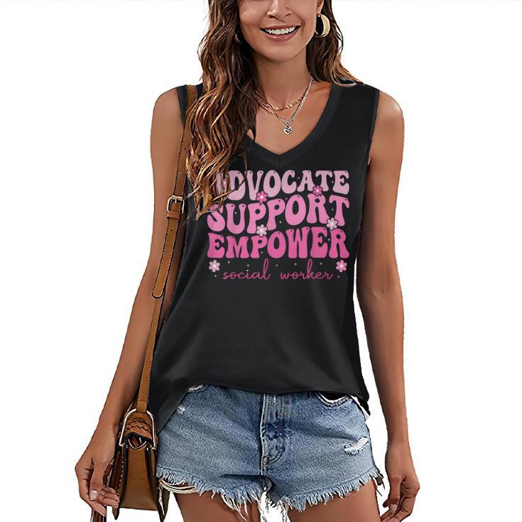 Advocate Support Empower Groovy Social Worker Graduation MSW Women's V-Neck Tank Top