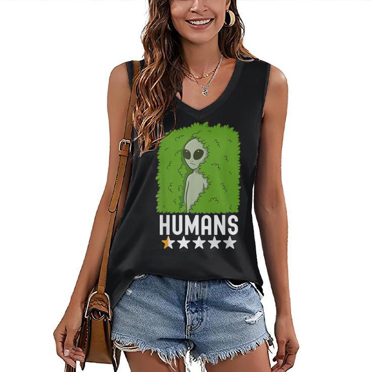 Alien Avoids Humans Sarcastic Introvert Humor Women's V-Neck Tank Top