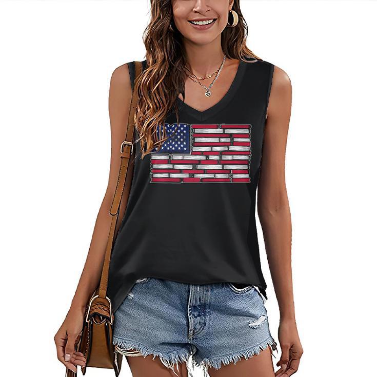 America US Flag Books Library Reading For Book Lover Reader Women's V-Neck Tank Top