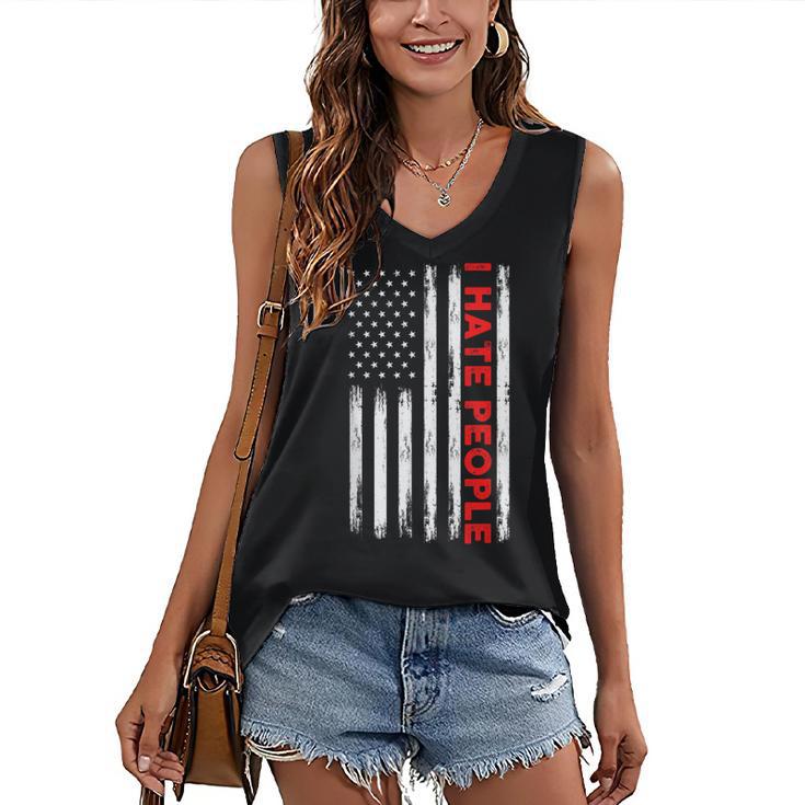 American Flag Loner Geeks Antisocial For Introvert Pride Women's V-Neck Tank Top
