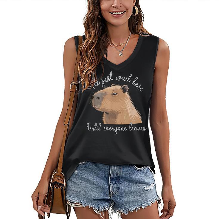 Antisocial Introvert Capybara Sarcastic Humor Women's V-Neck Tank Top