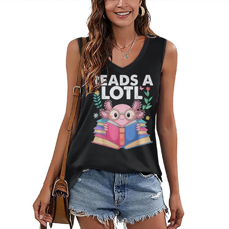 Axolotl Books Readsalotl Reading Bookworm Boys Girls Women's V-Neck Tank Top