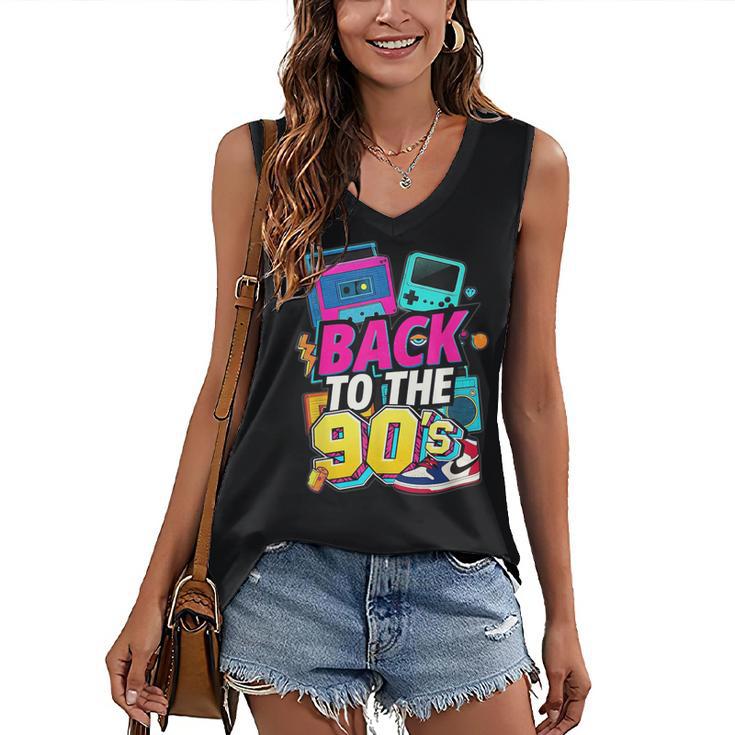 Back To The 90s Nostalgia Cassette Game Console Boombox Women's V-Neck Tank Top