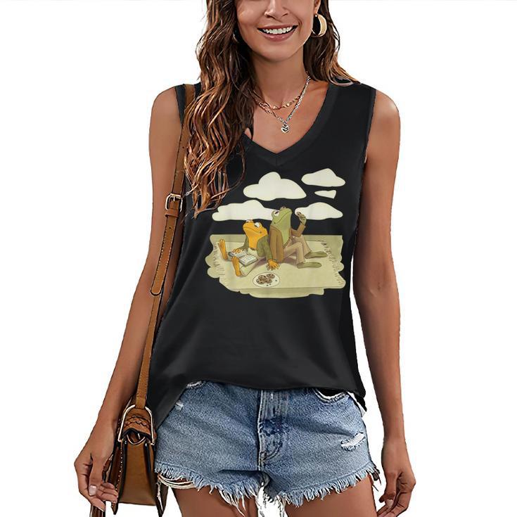 Book Frog Toad Vintage Book Frog Book Frog Reading Book Women's V-Neck Tank Top