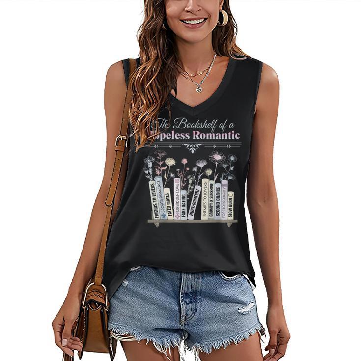 The Bookshelf Of a Hopeless Romantic Rom-Com Reading Bookish Women's V-Neck Tank Top