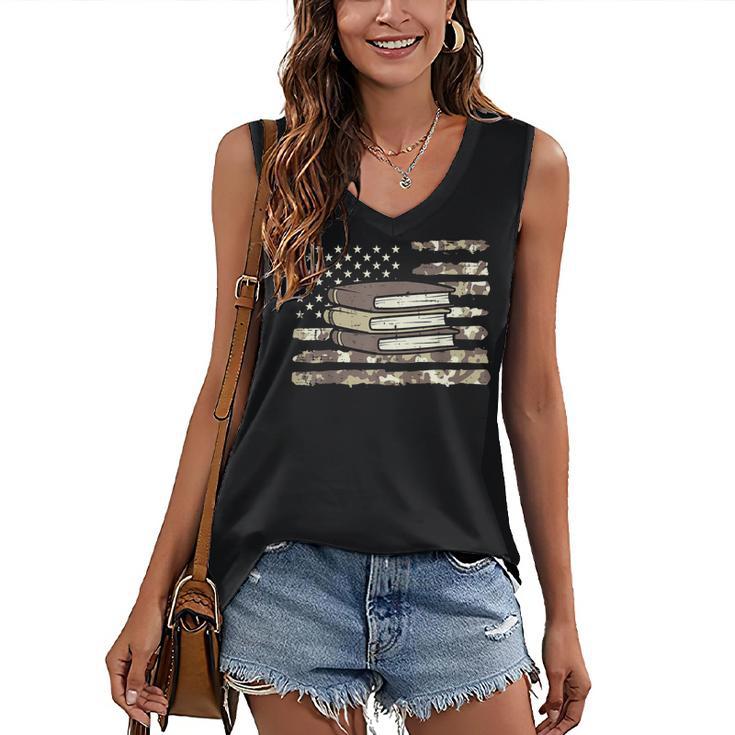 Camo Across America Read Reading Book Librarian Men Women Women's V-Neck Tank Top