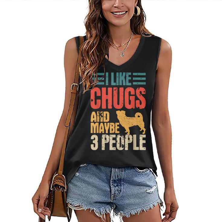 Chug Dog Retro Vintage Pughuahua Owner Fur Parent Introvert Women's V-Neck Tank Top