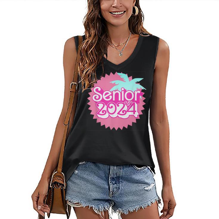 Class Of 2024 Senior Pink Retro Classic Girl Grad Graduation Women's V-Neck Tank Top