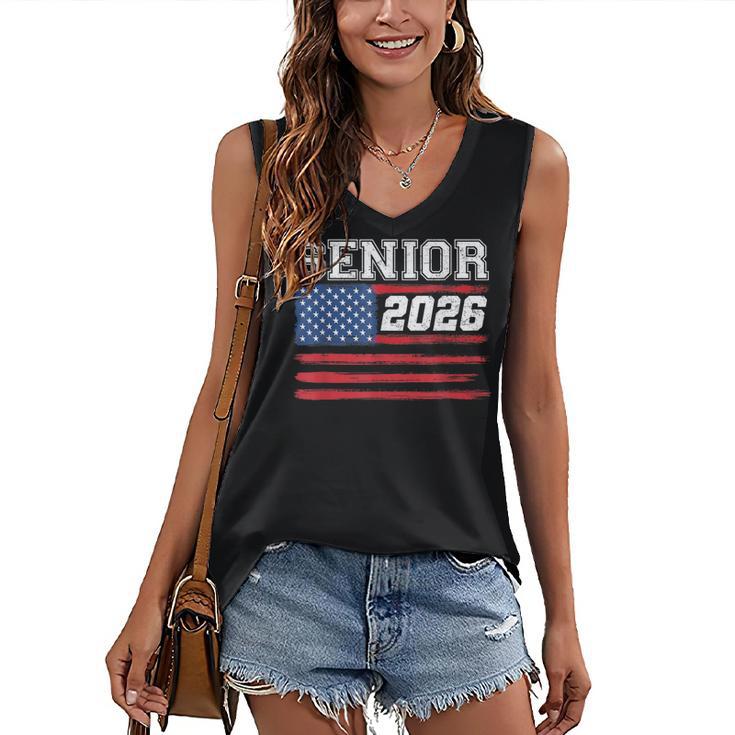 Class Of 2026 Senior Back To School American Flag Graduation Women's V-Neck Tank Top