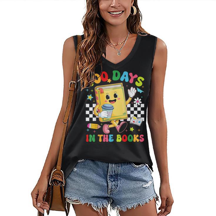 Cute 100 Days In The Books Groovy Boy Girl Teacher Women's V-Neck Tank Top