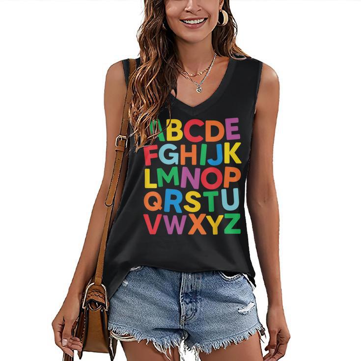 Cute ABCs Shirt Alphabet Colorful Letters Reading Books Kids Women's V-Neck Tank Top