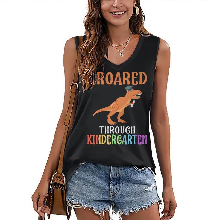 Dinosaur Graduation I Roared Through Kindergarten T-Shirt Women's V-Neck Tank Top