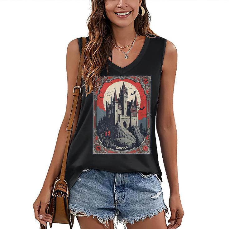 Dracula's Castle Book Cover Illustration Women's V-Neck Tank Top