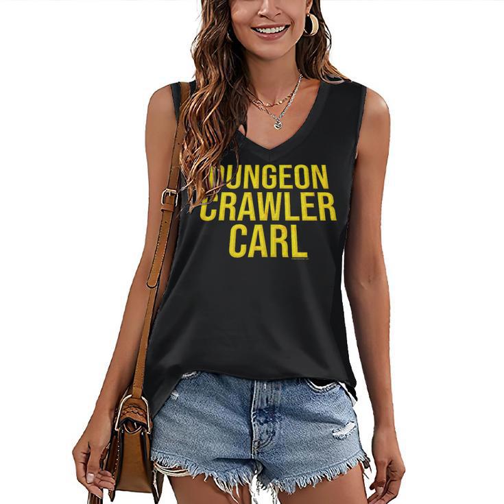 Dungeon Crawler Carl Yellow Text Logo LitRPG Series Book Women's V-Neck Tank Top