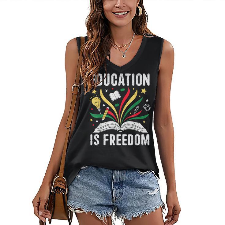 Education Is Freedom Books History Teacher Kids Women's V-Neck Tank Top