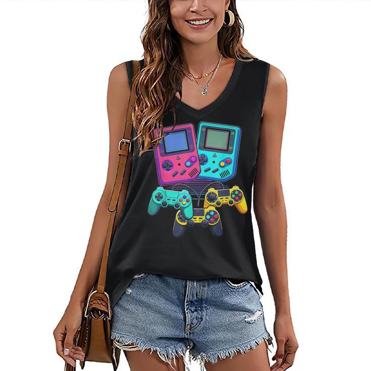 Eighties Console Controller Gaming Player Gadget Nostalgia Women's V-Neck Tank Top