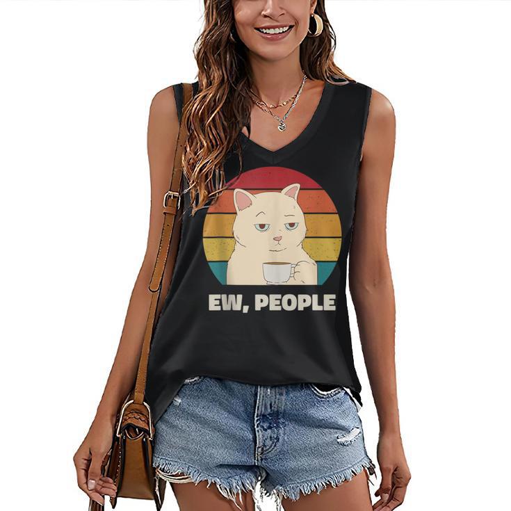 Ew People Introvert Cat Lover Crazy Colorful Cat Lady Women's V-Neck Tank Top