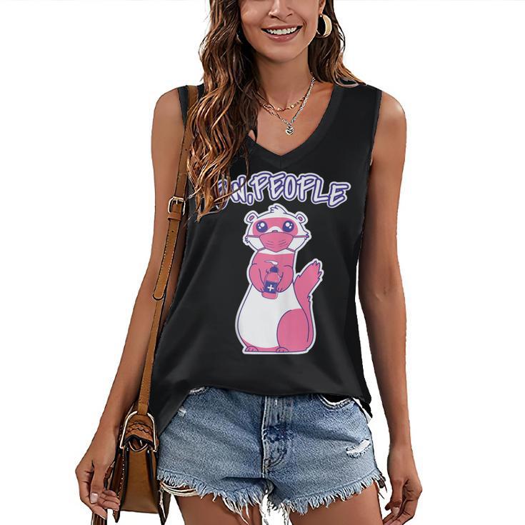 Ew People Introvert Ferrets Saying Mask Ferret Women's V-Neck Tank Top