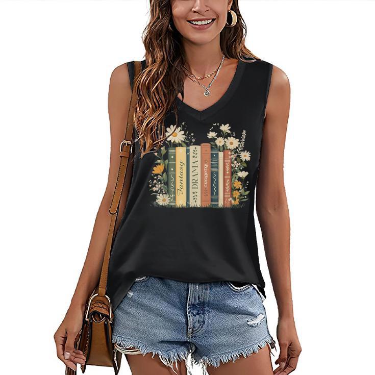 Fantasy Drama Tragedy Book Floral Subtle Women's V-Neck Tank Top