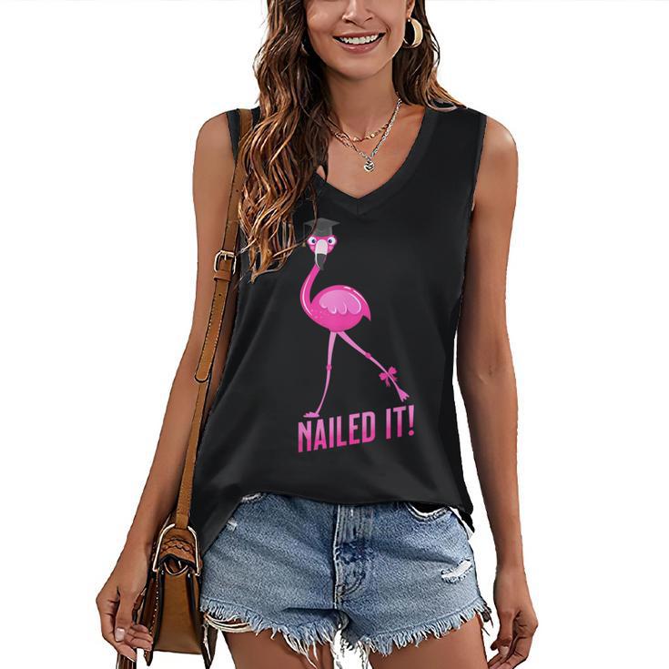 Flamingo Nailed It Graduation Flamingo Women's V-Neck Tank Top