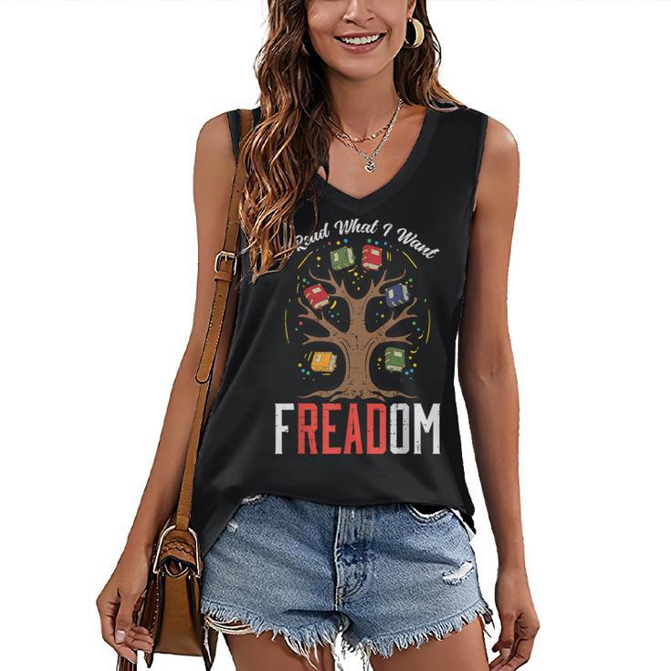 Freadom Tree Read Reading Librarian Book Across America Women's V-Neck Tank Top